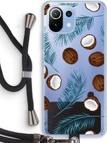 Case Company® - Xiaomi Mi 11 Lite hoesje met Koord - Kokosnoot - Telefoonhoesje met Zwart Koord - Bescherming aan alle Kanten en Over de Schermrand