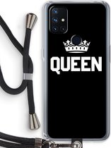 Case Company® - OnePlus Nord N10 5G hoesje met Koord - Queen zwart - Telefoonhoesje met Zwart Koord - Bescherming aan alle Kanten en Over de Schermrand