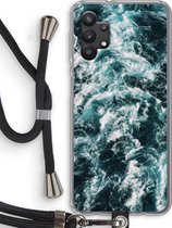 Case Company® - Samsung Galaxy A32 5G hoesje met Koord - Zee golf - Telefoonhoesje met Zwart Koord - Bescherming aan alle Kanten en Over de Schermrand
