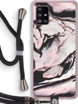Case Company® - Samsung Galaxy A51 5G hoesje met Koord - Roze stroom - Telefoonhoesje met Zwart Koord - Bescherming aan alle Kanten en Over de Schermrand
