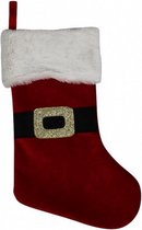 kerstsok 26 x 45 cm fluweel rood/wit/goud