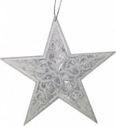 kersthanger ster 12 cm acryl wit/zilver