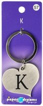 sleutelhanger hart letter K 10 x 4 cm staal zilver