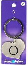 sleutelhanger hart letter O 10 x 4 cm staal zilver