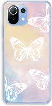 Case Company® - Xiaomi Mi 11 Lite hoesje - White butterfly - Soft Cover Telefoonhoesje - Bescherming aan alle Kanten en Schermrand