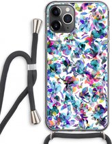 Case Company® - iPhone 11 Pro Max hoesje met Koord - Hibiscus Flowers - Telefoonhoesje met Zwart Koord - Extra Bescherming aan alle Kanten en Over de Schermrand