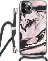 Case Company® - iPhone 11 Pro Max hoesje met Koord - Roze stroom - Telefoonhoesje met Zwart Koord - Extra Bescherming aan alle Kanten en Over de Schermrand