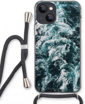 Case Company® - iPhone 13 mini hoesje met Koord - Zee golf - Telefoonhoesje met Zwart Koord - Extra Bescherming aan alle Kanten en Over de Schermrand