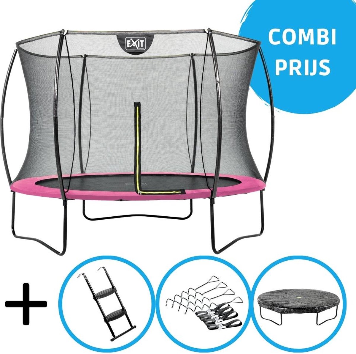 EXIT - Silhouette trampoline ø244cm - Met accessoires - roze