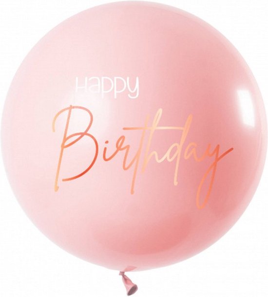ballon Happy Birthday Elegant Blush 80 cm latex lichtroze