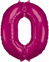 folieballon 66 x 88 cm nummer 0 roze