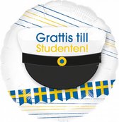 folieballon Geslaagd Zweeds 43 cm wit