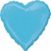 folieballon Heart Caribbean Blue 43 cm blauw