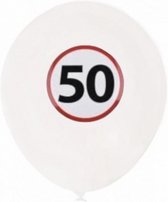 ballonnenset 50 jaar 20 cm latex wit 6-delig