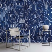 WallHaus - Design Behang Ancient - Blauw - 200cm x 285cm