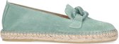 Manfield - Dames - Groene suède espadrilles met chain - Maat 38