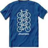 Amsterdam Fiets Stad T-Shirt | Souvenirs Holland Kleding | Dames / Heren / Unisex Koningsdag shirt | Grappig Nederland Fiets Land Cadeau | - Donker Blauw - XXL