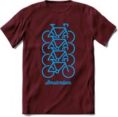 Amsterdam Fiets Stad T-Shirt | Souvenirs Holland Kleding | Dames / Heren / Unisex Koningsdag shirt | Grappig Nederland Fiets Land Cadeau | - Burgundy - M