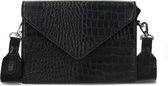 Sacha - Zwarte schoudertas met croco print