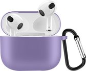 Lunso - Softcase cover hoes - Geschikt voor AirPods 3 - Paars
