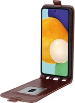 Samsung Galaxy A13 Hoesje Verticale Flip Wallet Case Kunstleer Bruin