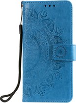 Shop4 - Samsung Galaxy A33 5G Hoesje - Wallet Case met Pasjeshouder Mandala Patroon Blauw