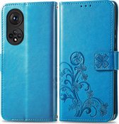 HONOR 50 Hoesje - Mobigear - Flowers Serie - Kunstlederen Bookcase - Blauw - Hoesje Geschikt Voor HONOR 50