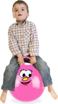 Relaxdays skippybal met smiley - springbal - diverse kleuren - stuiterbal - voor kinderen - roze