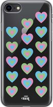 iPhone 7/8/SE (2020) - Retro Heart Pastel Blue - iPhone Transparant Case
