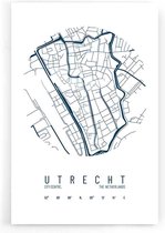 Walljar - Stadskaart Utrecht Centrum IV - Muurdecoratie - Poster met lijst