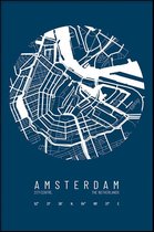 Walljar - Stadskaart Amsterdam Centrum IV - Muurdecoratie - Poster met lijst