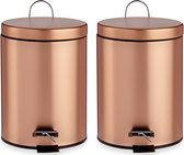 2x pcs poubelle à pédale / poubelle métal 3 litres contenu couleur cuivre