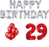 29 jaar Verjaardag Versiering Ballon Pakket Rood & Zilver