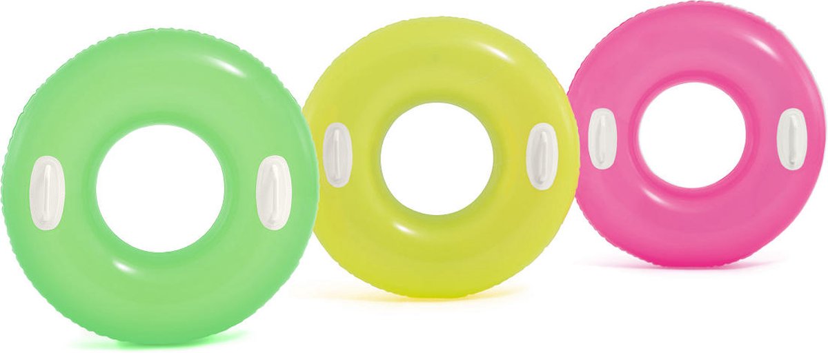 Intex neon zwemband met handvat 76cm 3 kleuren