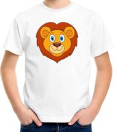 Cartoon leeuw t-shirt wit voor jongens en meisjes - Kinderkleding / dieren t-shirts kinderen 122/128