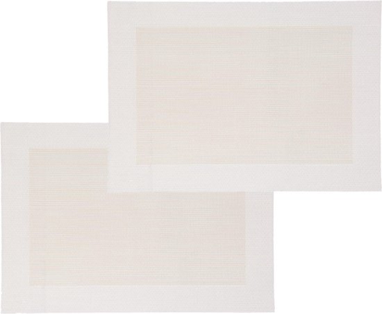 Set van 12x stuks placemats wit/ivoor - texaline - 50 x 35 cm - Onderleggers