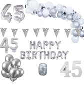 45 jaar Verjaardag Versiering Pakket Zilver XL