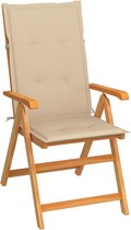 vidaXL Tuinstoel met beige kussens massief teakhout