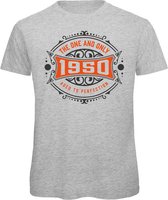 1950 The One And Only | Feest Kado T-Shirt Heren - Dames | Antraciet - Oranje | Perfect Verjaardag Cadeau Shirt | Grappige Spreuken - Zinnen - Teksten | Maat XL