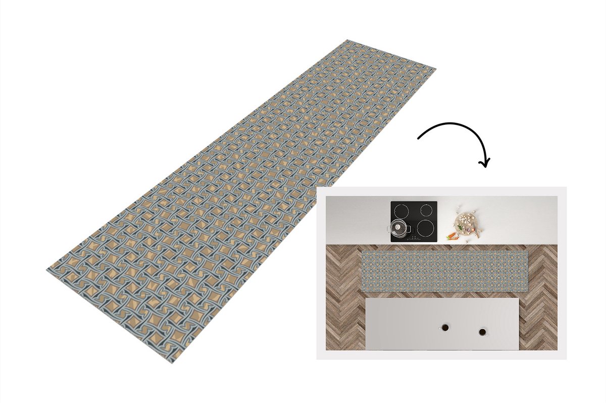 KitchenYeah Keukenloper - Loper keuken - Bruin - Patronen - Geometrie - Keukenloper vinyl, foto 5