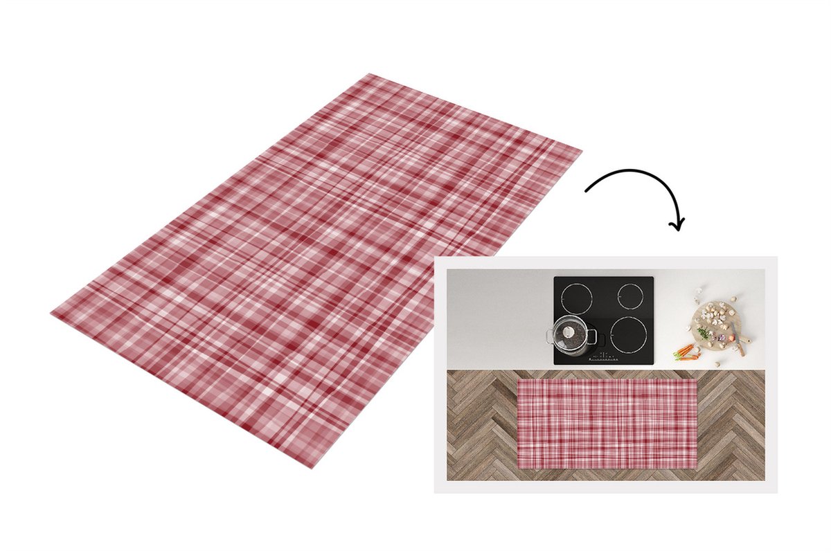 KitchenYeah Keukenloper - Loper keuken - Patroon - Rood - Waves - Keukenloper vinyl, foto 3