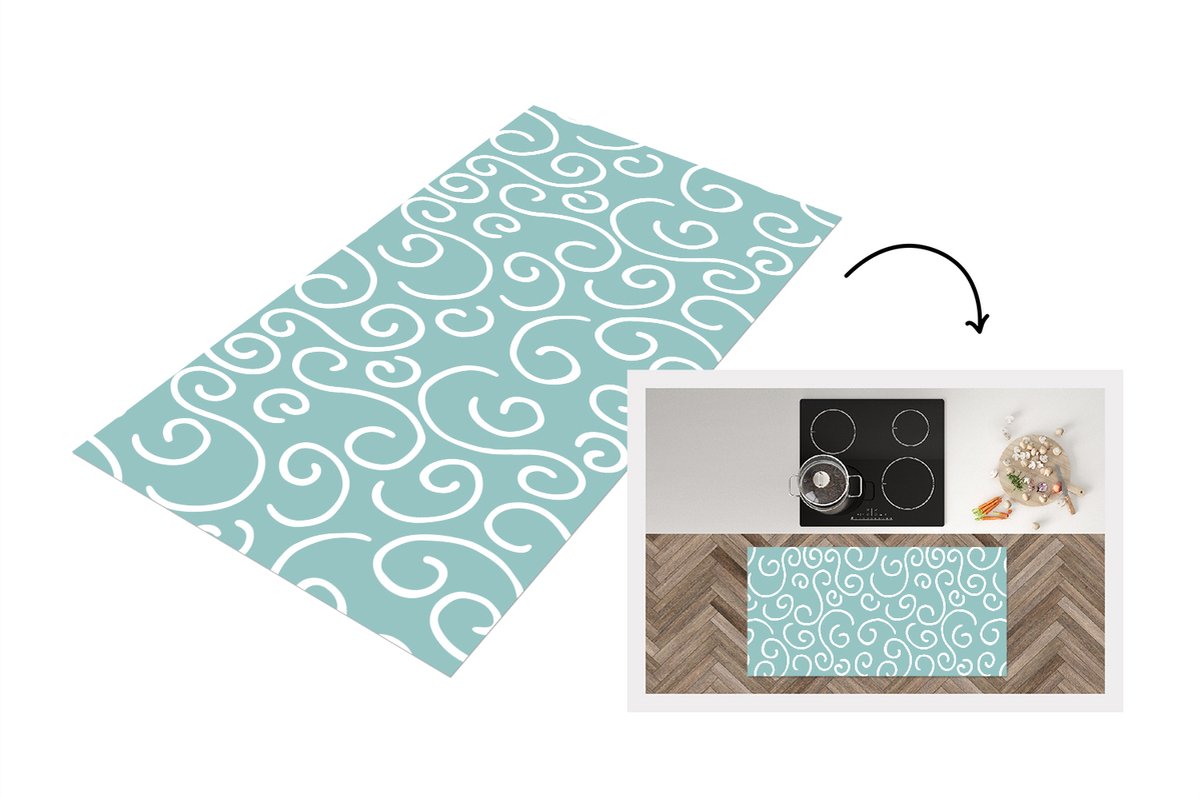 KitchenYeah Keukenloper - Loper keuken - Patroon - Strand - Zee - Abstract - 120x60 cm - Keukenloper vinyl Multicolor