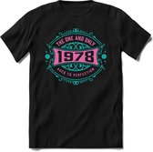 1978 The One And Only | Feest Kado T-Shirt Heren - Dames | Cobalt - Licht Roze | Perfect Verjaardag Cadeau Shirt | Grappige Spreuken - Zinnen - Teksten | Maat L