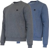 2 Pack Donnay - Fleece sweater ronde hals - Dean - Heren - Maat 3XL - Charcoal & Dark blue marl (265)