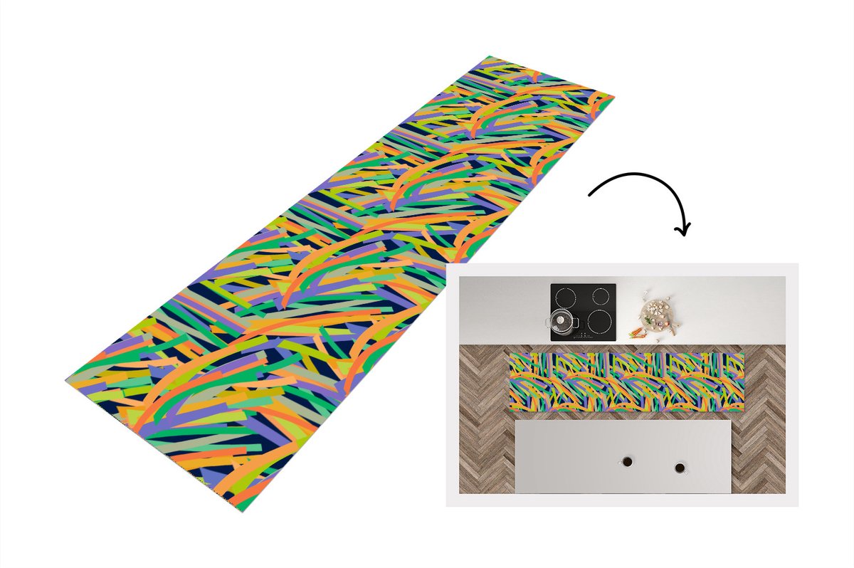 KitchenYeah Keukenloper - Loper keuken - Jungle - Patronen - Abstract - 200x50 cm - Keukenloper vinyl Multicolor
