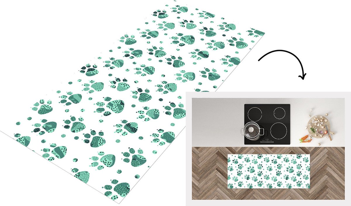 KitchenYeah Keukenloper - Loper keuken - Patroon - Huisdieren - Hond - Dier - 120x50 cm - Keukenloper vinyl Multicolor