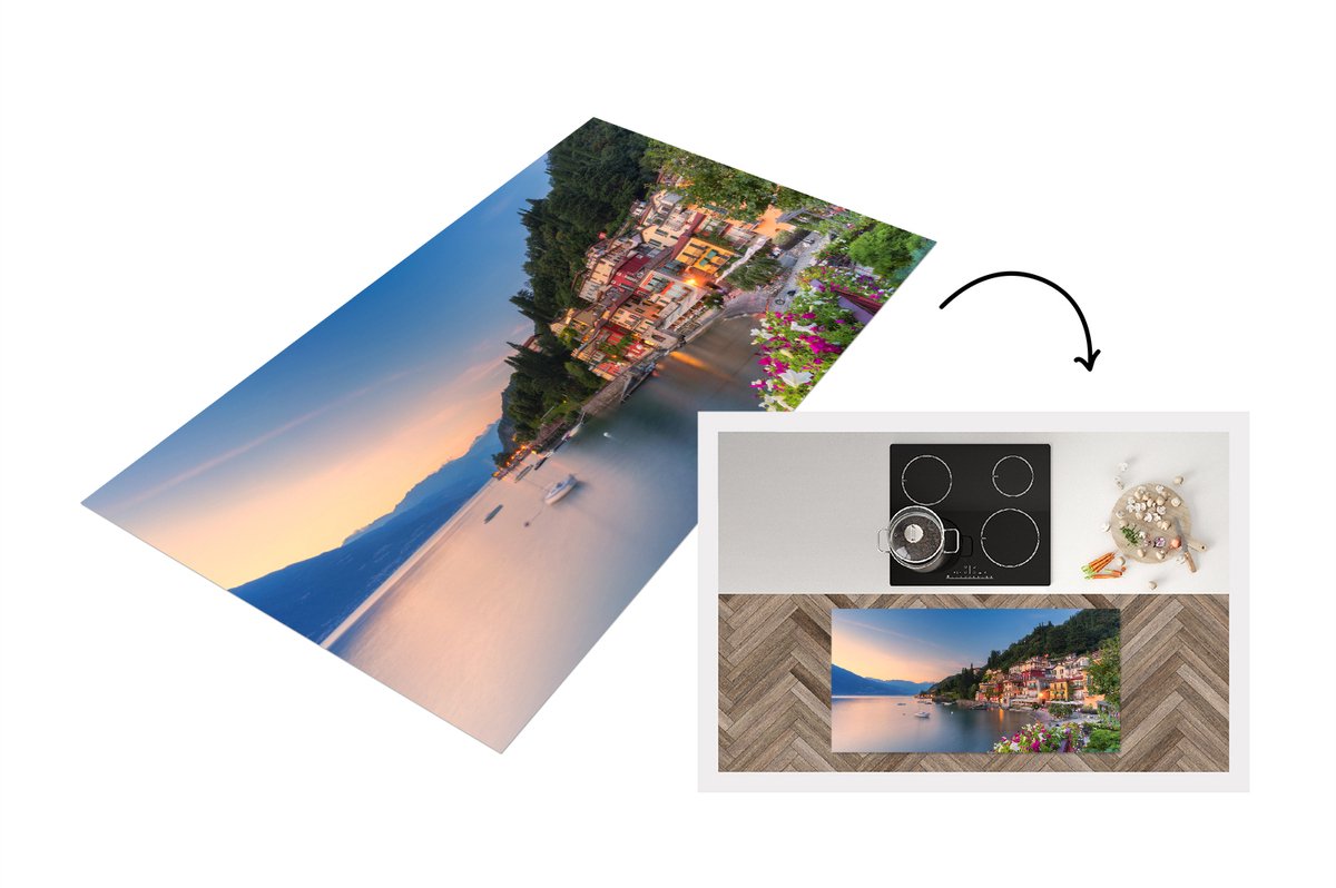 KitchenYeah Keukenloper - Loper keuken - Italië - Zonsondergang - Meer - 120x60 cm - Keukenloper vinyl Multicolor