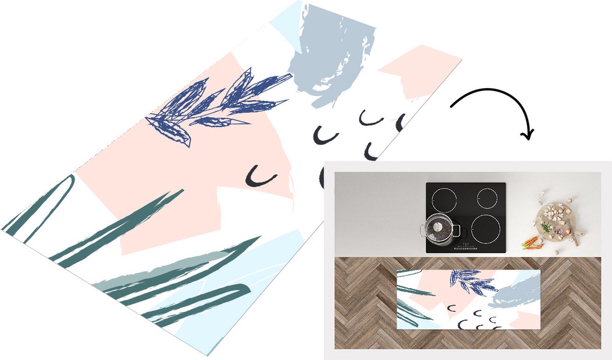 KitchenYeah Keukenloper - Loper keuken - Zomer - Wit - Vlek - Keukenloper vinyl Multicolor