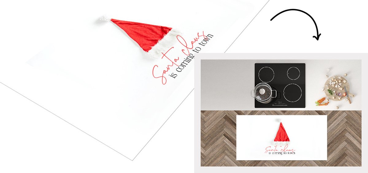 KitchenYeah Keukenloper - Loper keuken - Winter - Quote - Kerstmuts - 120x60 cm - Keukenloper vinyl Multicolor