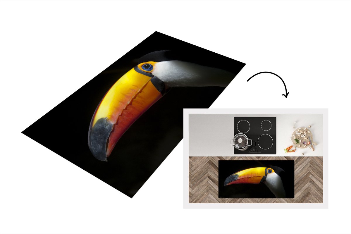 KitchenYeah Keukenloper - Loper keuken - Toekan - Vogel - Snavel - 120x60 cm - Keukenloper vinyl Multicolor